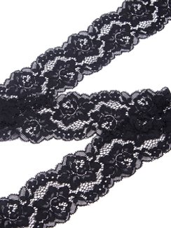 02-42 Кружево узкое эластичное 5,5 см, черный 170