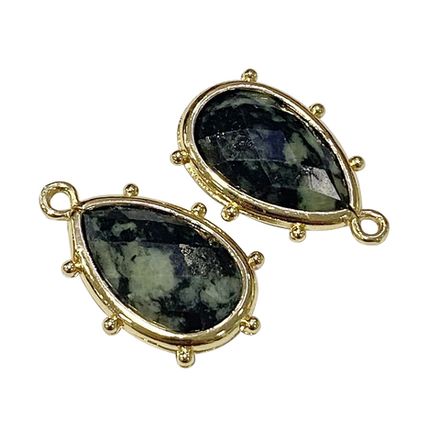 Подвеска Капля-грани 22мм, яшма тонированная