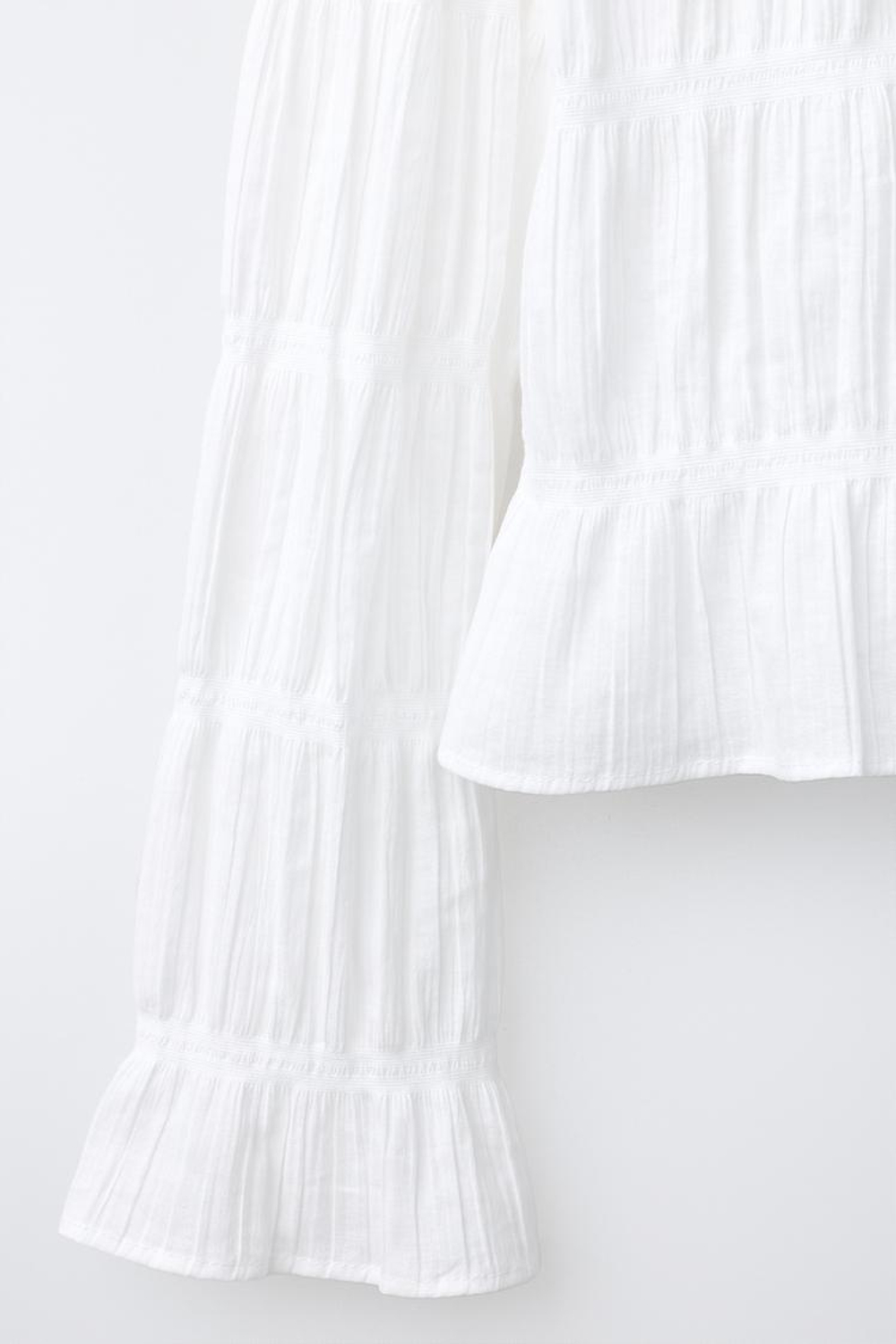 ZARA РУБАШКА С ЭЛАСТИЧНЫМИ КРОМКАМИ, БЕЛЫЙ