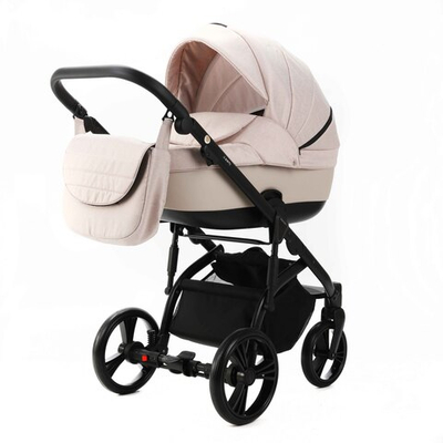Детская универсальная коляска Adamex LANTI TIP 2 в 1 PS-23 (Светло бежевая, светло-бежевая экокожа)