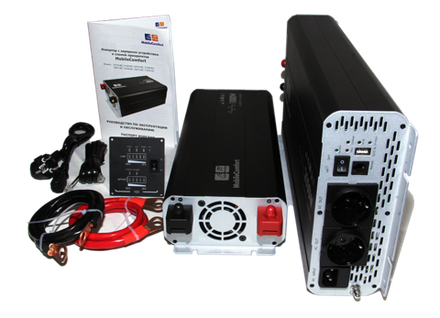 Инвертор с зарядным устройством MobileComfort S1012-BC, чистый синус, 1000Вт, 12В