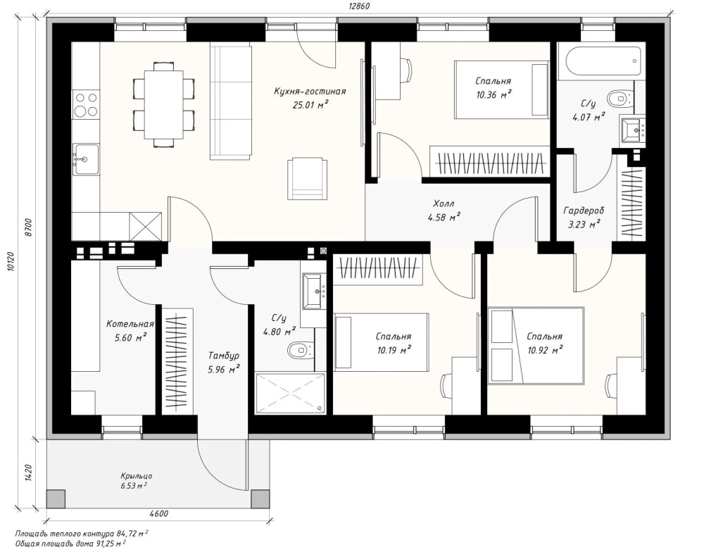 Проект Дома 91,25 кв. м К-78