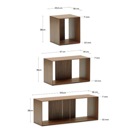 Litto набор из 9 модульных полок из шпона ореха 202 x 114 см