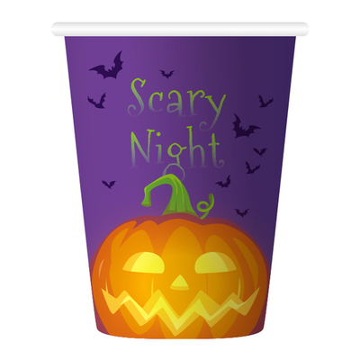 Стаканы "Хэллоуин" Черный Котик с тыквой 6 шт