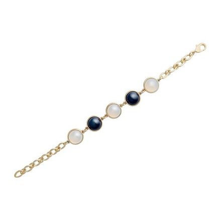 Браслет классический Possebon Pearl Opaline-Black Agate C1362.25.4 BW/G