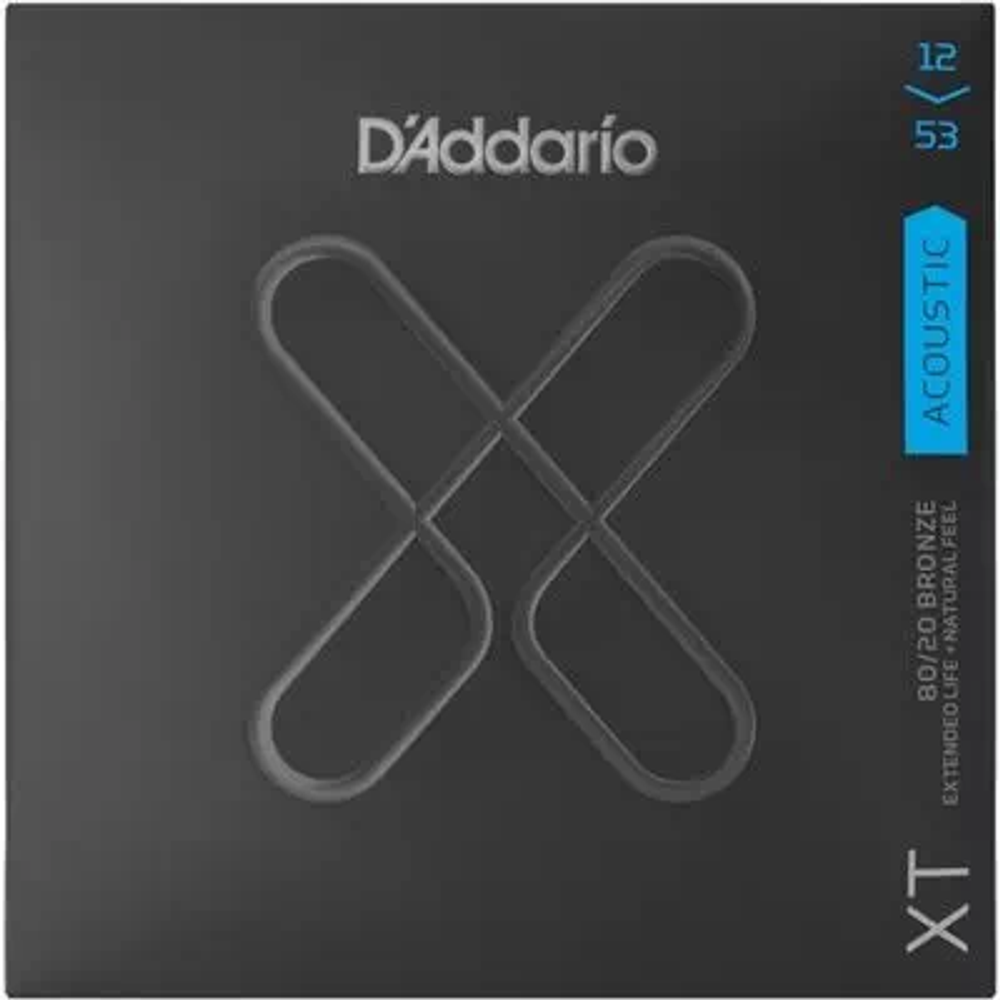 D`Addario XTABR1253 Струны для акустической гитары, бронза 80/20, защитное напыление, Light 12-53, серия XT.