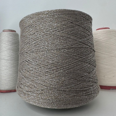 CRYSTAL - Ri.Go.; 87% хлопок, 3% п/а, 10% люрекс; 380м/100гр; шнурок; col. 8745, цвет: нить тауп, люрекс серебро;