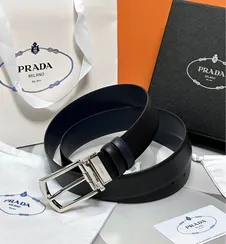 Двухсторонний ремень Prada чёрный/синий