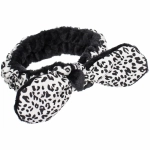 Повязка на голову косметическая «ДАЙМОНД РУШ», леопард, цвет бежевый, черный и коричневый, 20*5.5см (ZIP пакет)