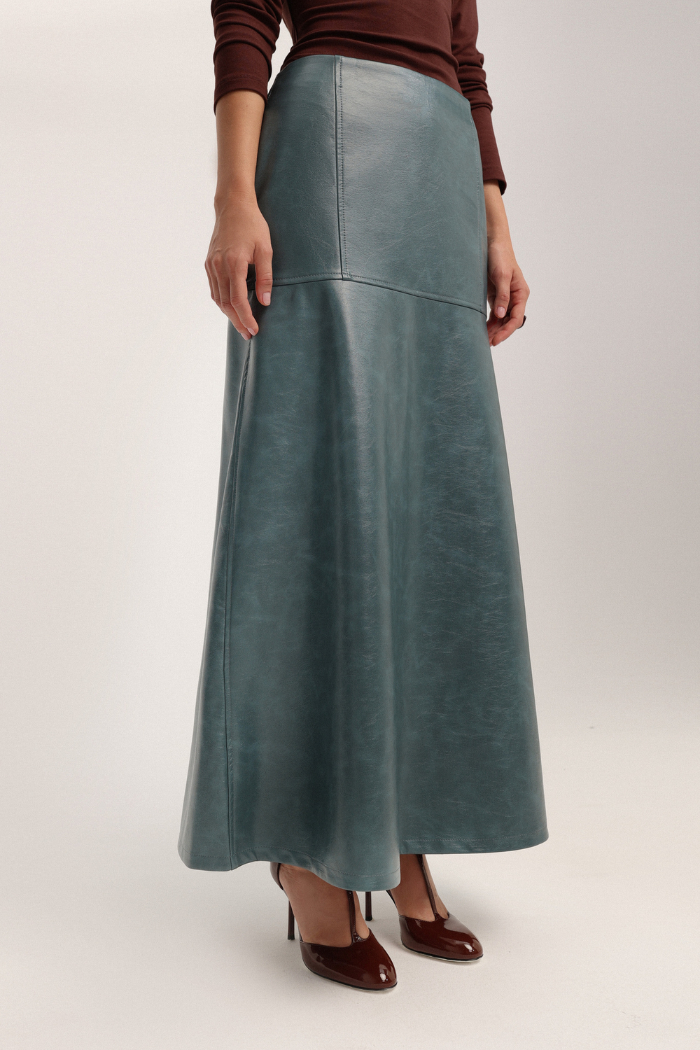Юбка А-силуэта из экокожи