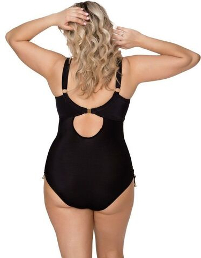 Слитный купальник с принтованным лифом и вставкой по центру (Размер: 105C) (Цвет: черный)