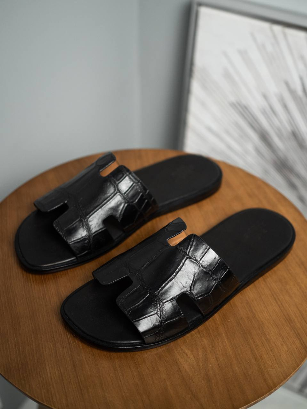 Шлепанцы Hermes из кожи крокодила, арт. 721572