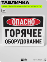 Табличка для обеспечения безопасности "Опасно, горячее оборудование", для офиса, по охране труда для предприятия, организаций, 40х30 см, Silver Plane x Айдентика Технолоджи