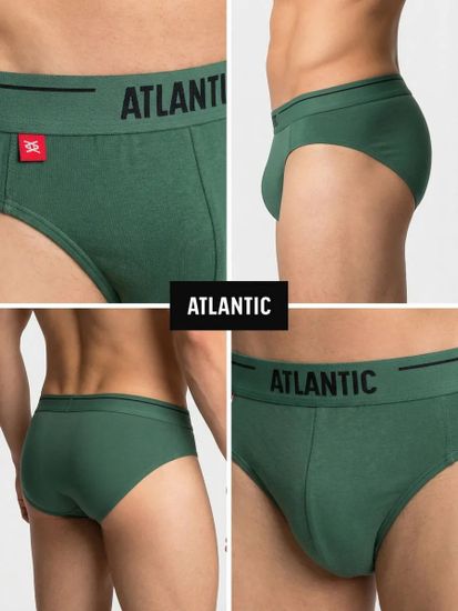 Мужские трусы (3шт) слипы спорт Atlantic 3MP-094, хлопок, светлый деним + индиго + темно-зеленый