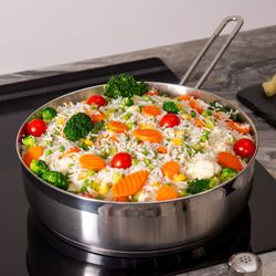 СКОВОРОДА AGNESS PROFESSIONAL 28Х8 СМ, 5 Л ВЫСОКОКАЧЕСТВЕННАЯ НЕРЖ СТАЛЬ 18/10 ИНДУКЦИОННОЕ ДНО