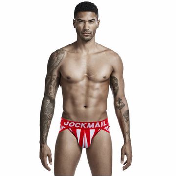 Мужские трусы брифы красные с вырезами по бокам JOCKMAIL JM2026-8