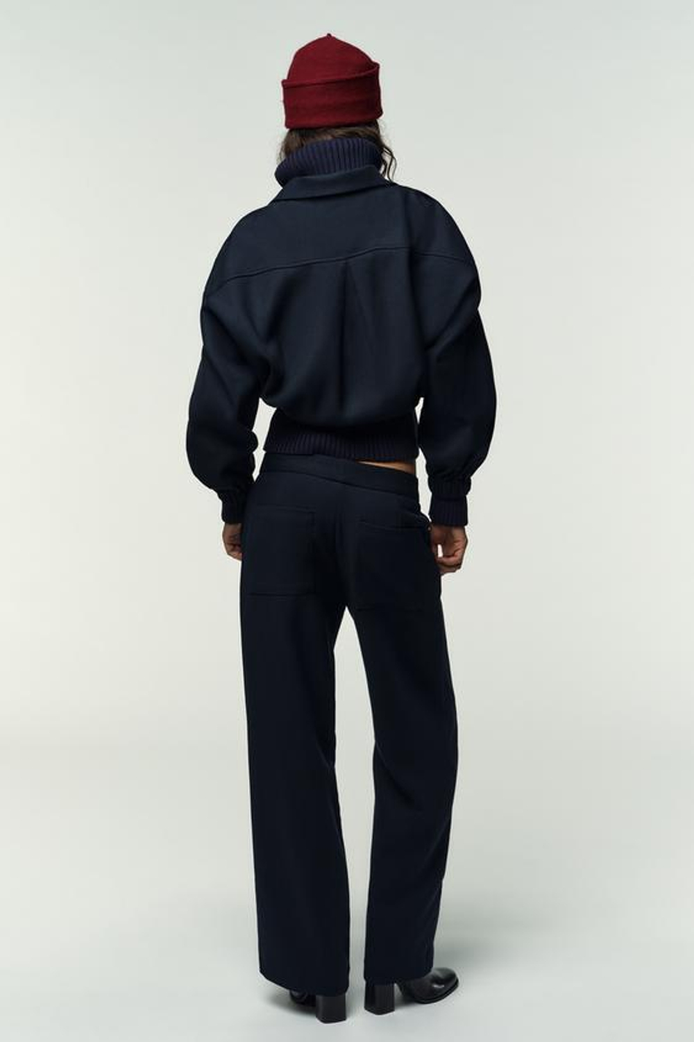 ZARA БРЮКИ ПРЯМОГО КРОЯ С ДЕКОРАТИВНОЙ СТРОЧКОЙ, МОРСКОЙ СИНИЙ