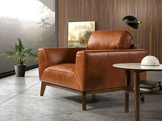 Кресло из кожи KF1016-1P /5036 светло-коричневое