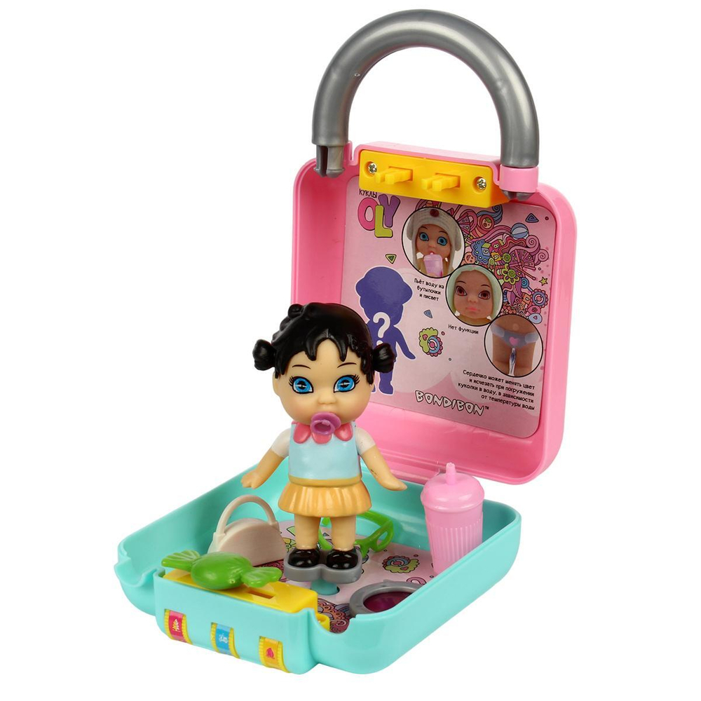 Куколка OLY в парике в чемоданчике на кодовом замке. Девочка 8см, арт.3381-1 (Bondibon)