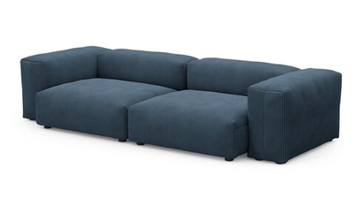 Диван Фиджи двухсекционный (большой) Cilium Indigo 273*116*62 см, Синий Вельвет Нераскладной Фиеста