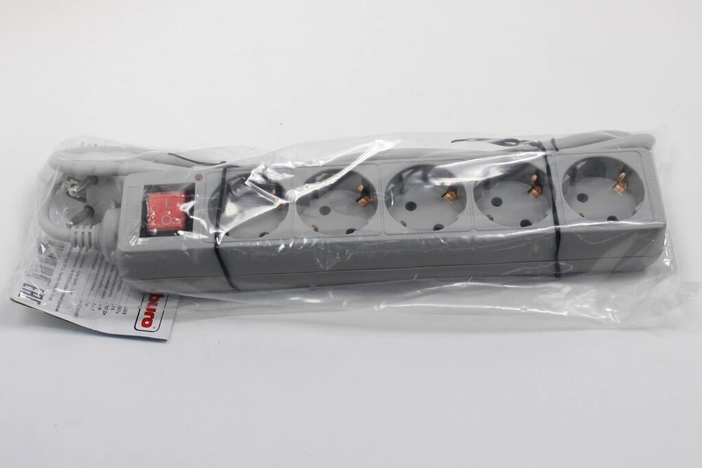 Сетевой фильтр Buro 500SL-1.5-G 1.5м (5 розеток) серый (пакет ПЭ)