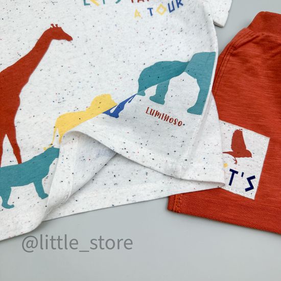 Комплект хлопковый "Зоопарк" молочный/терракот