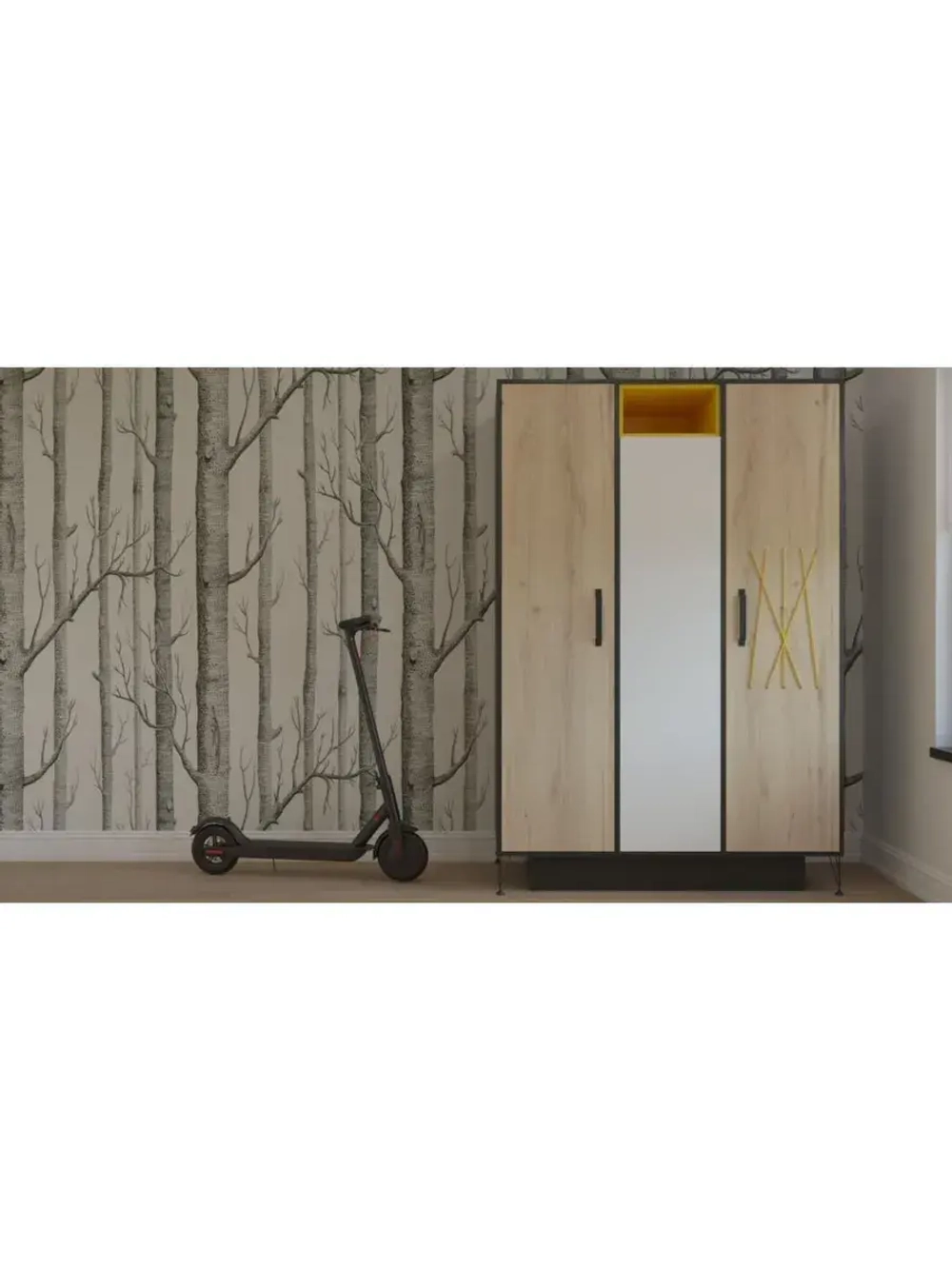 Шкаф для одежды распашной с зеркалом и полками 133х58х199 см