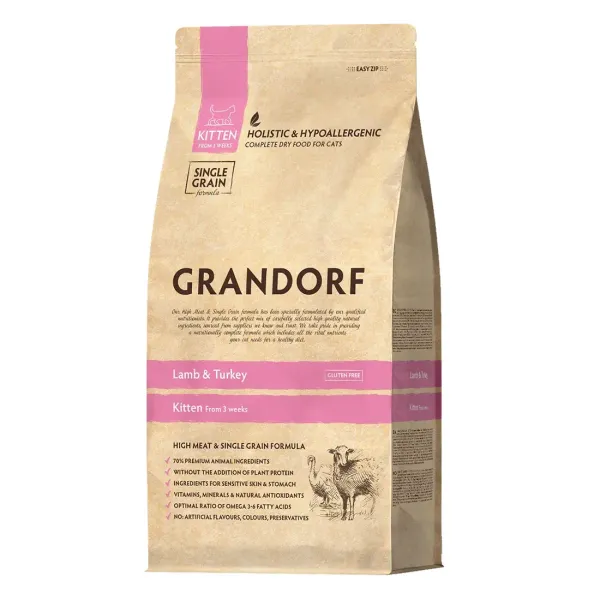Сухой корм Grandorf CAT Lamb&Turkey KITTEN для котят, ягнёнок с индейкой