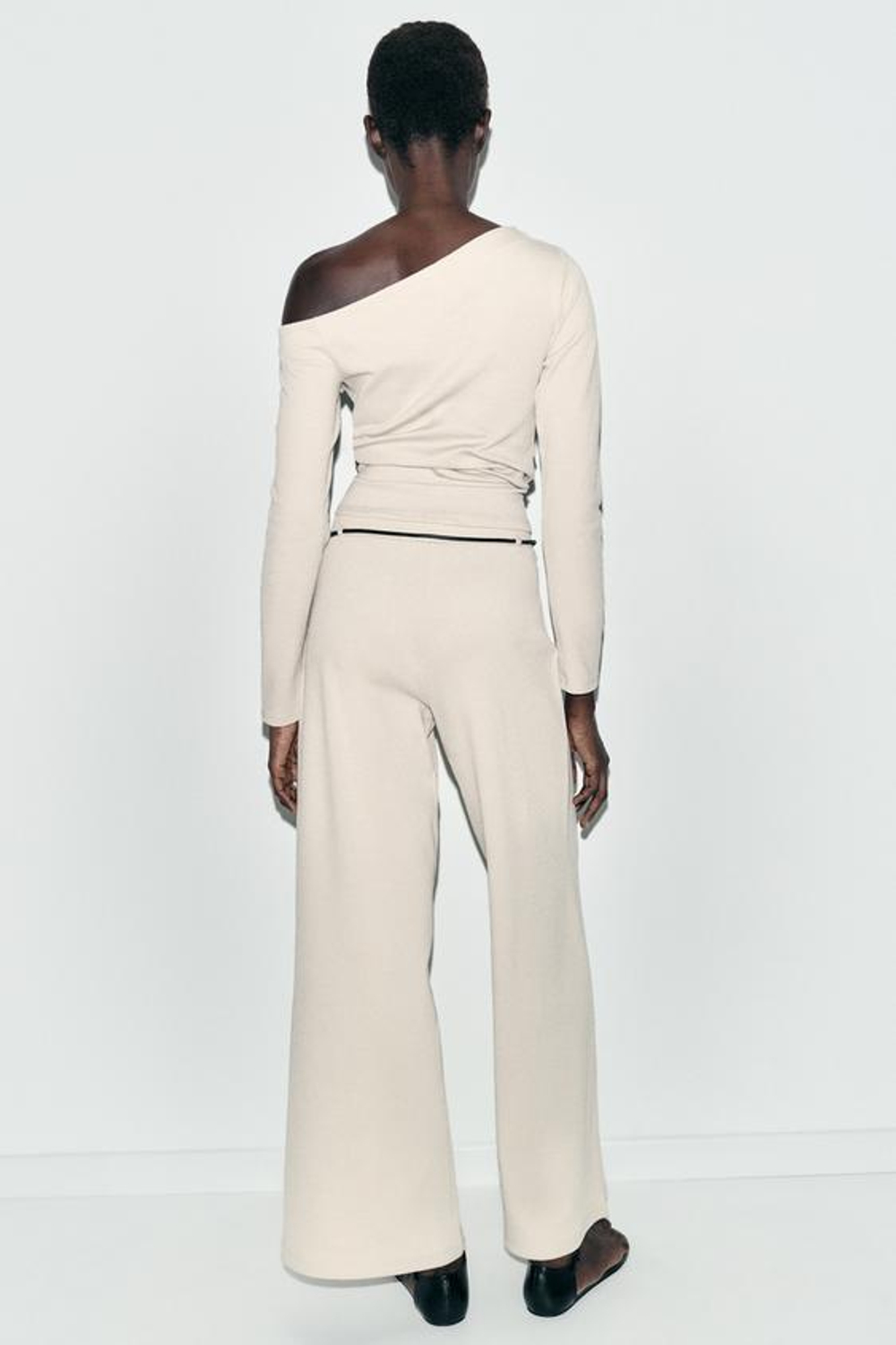 ZARA БРЮКИ-ПИКЕ С ПОЯСОМ, ЭКРЮ