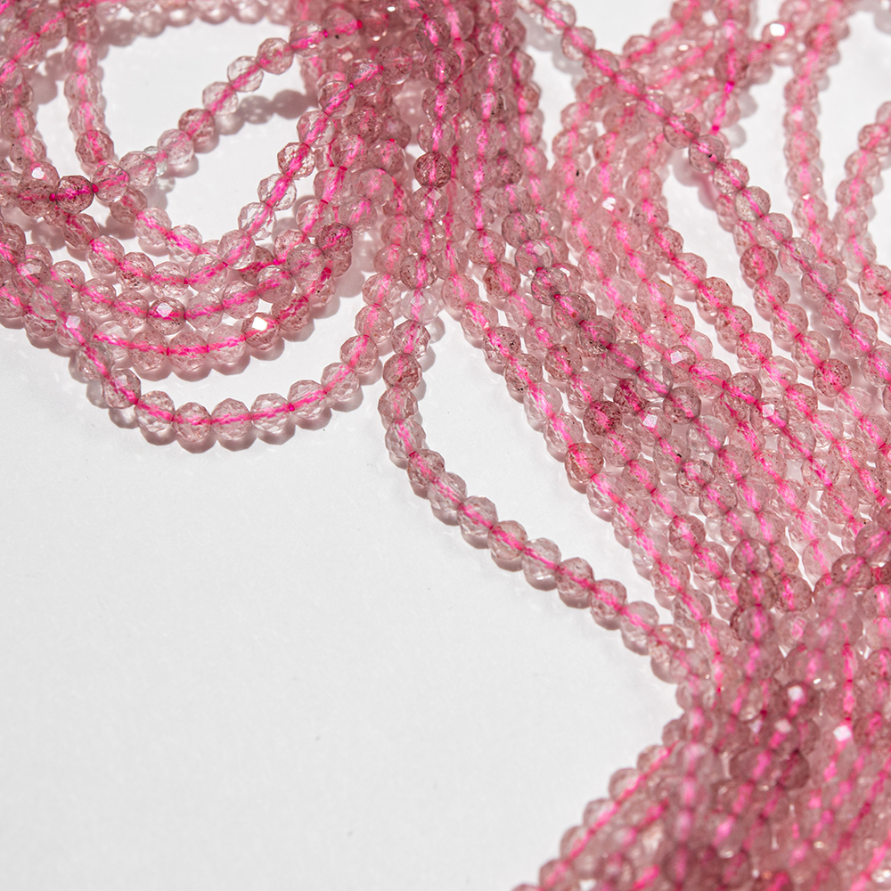Клубничный кварц натуральный, бусины в форме шара 3,2мм, микроогранка