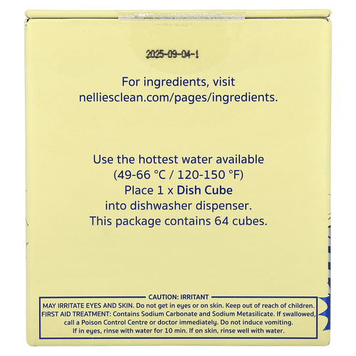 Nellie's, Dish Cubes, средство для мытья посуды без пластика, без отдушки, 64 загрузок, 1,09 кг (38,4 унции)