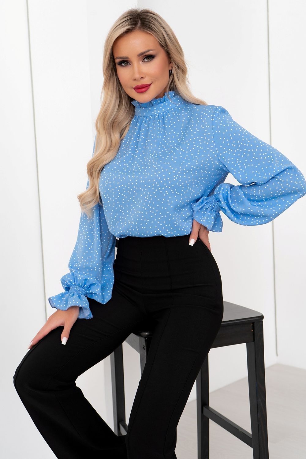 Блуза Моника (голубой/горошек) Б11-217/2 Nikol