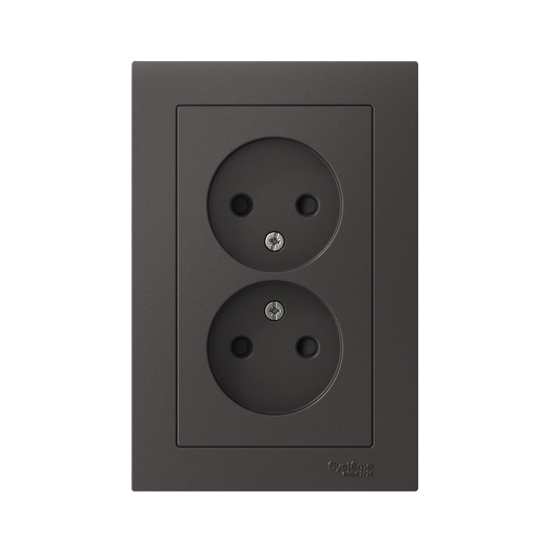 Розетка двойная AtlasDesign без заземл.16А в сборе базальт SE ATN001420