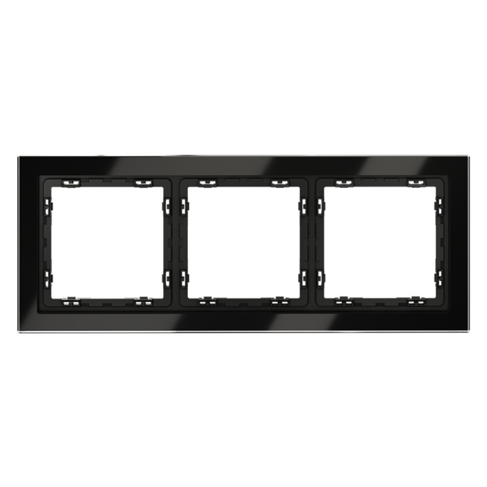 Рамка стеклянная VOLTUM S70 на 3 поста, (черный,стекло)