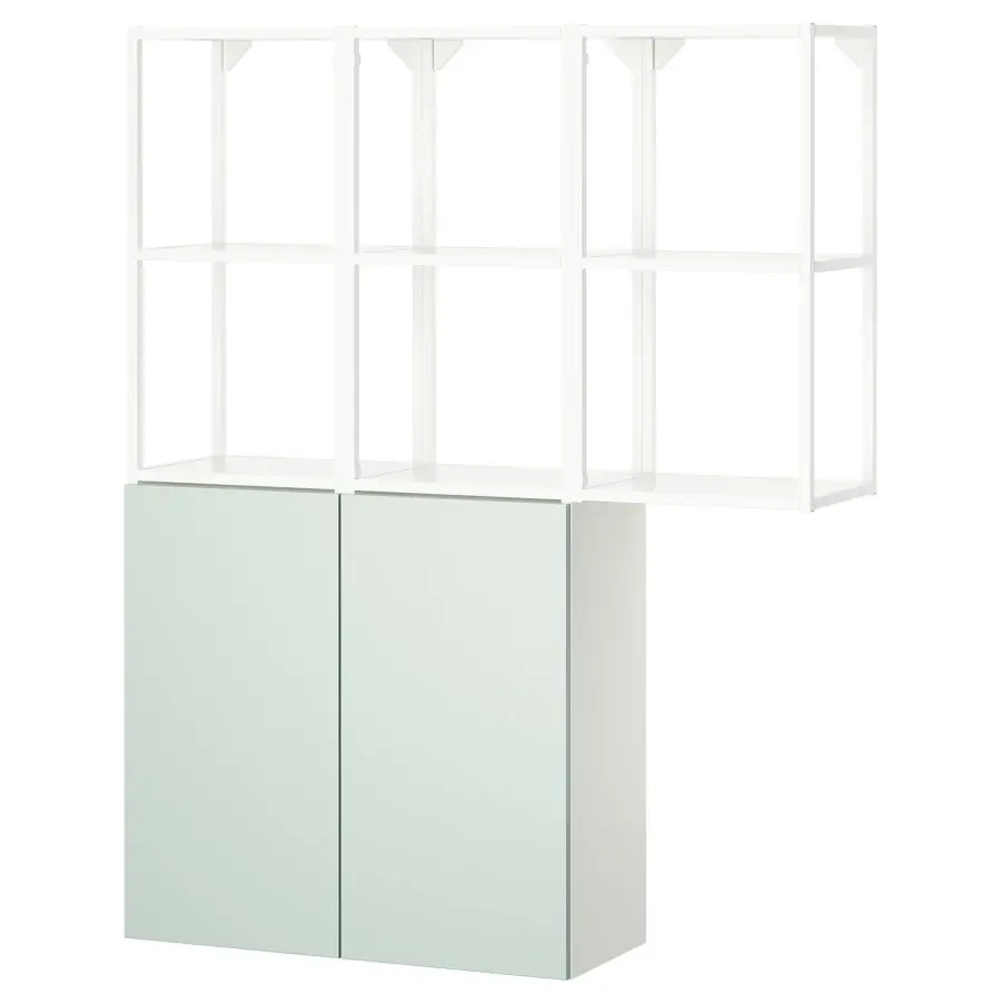 Комбинация для ванной - IKEA ENHET, 120х32х150 см, белый/серо-зеленый, ЭНХЕТ ИКЕА