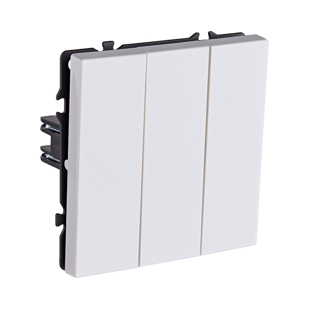 Трехклавишный выключатель 10А/250В Белый глянцевый Kollinger Eclipse EC-710WG