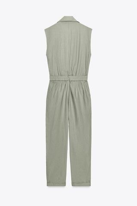 ZARA ДЛИННЫЙ КОМБИНЕЗОН С РЕМНЕМ, СВЕТЛЫЙ ХАКИ