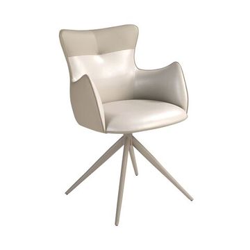 Поворотное кресло 4203 из экокожи кремового и серо-бежевого цвета