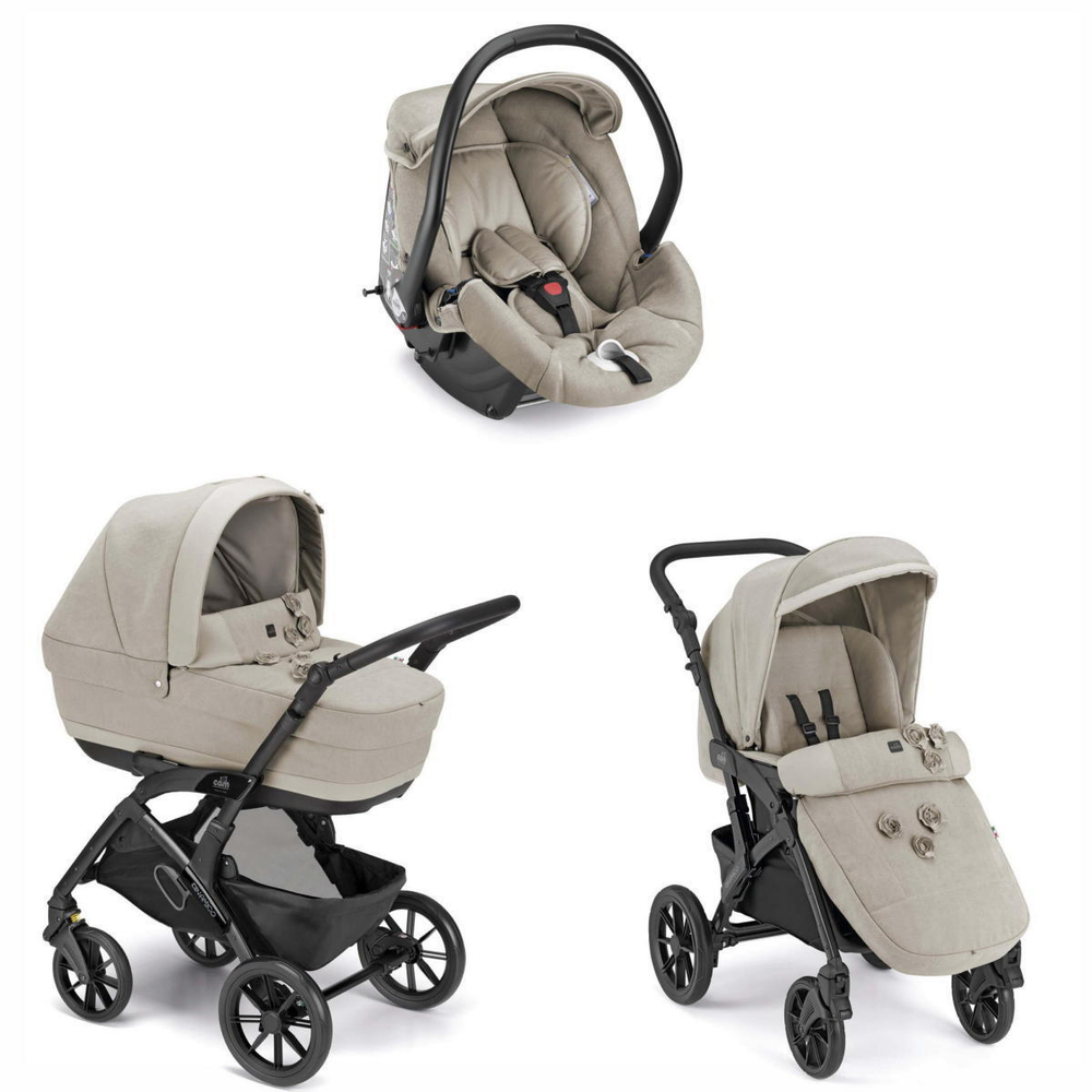 Детская коляска 3 в 1 CAM Dinamico UP Smart 989 бежевый с аппликацией