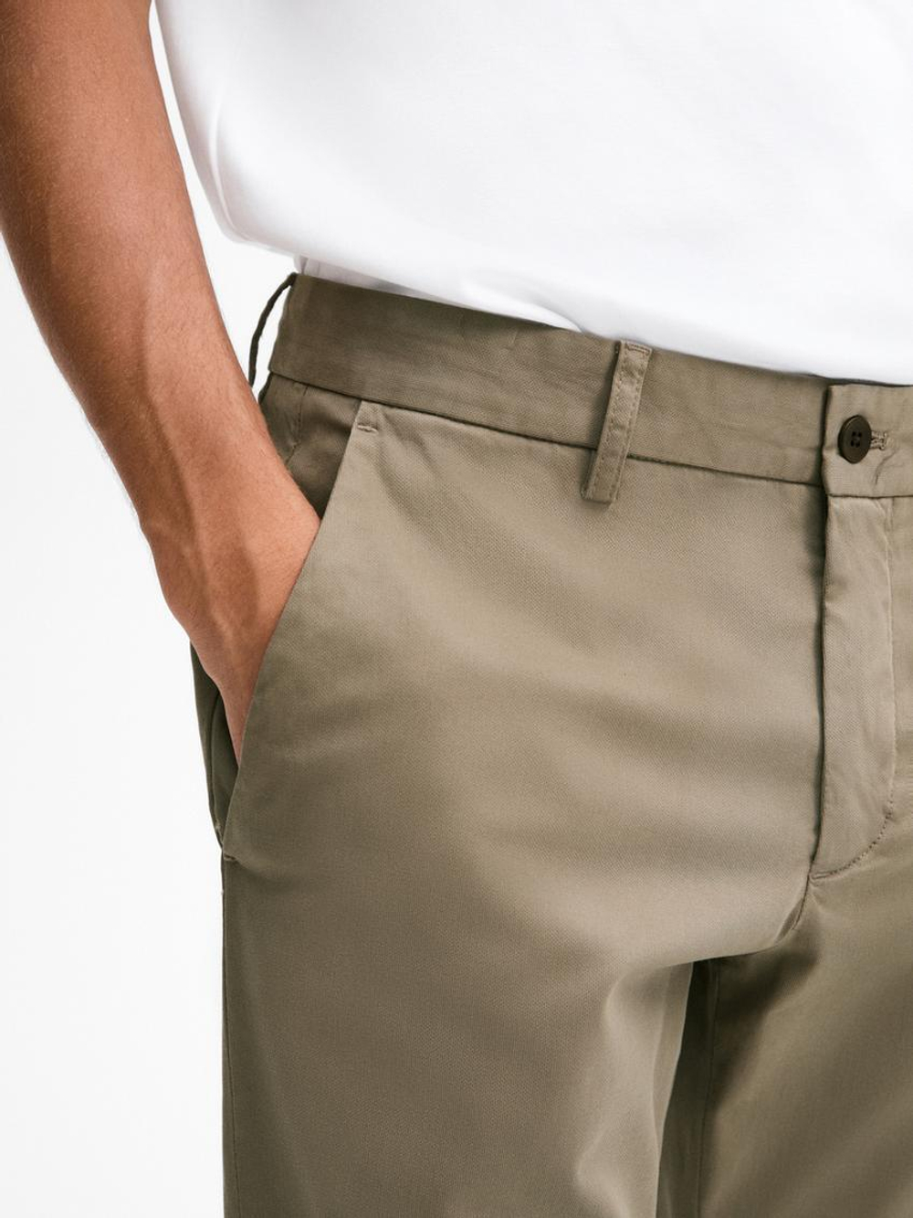 Massimo Dutti Брюки из рельефного 100% хлопка, зеленый