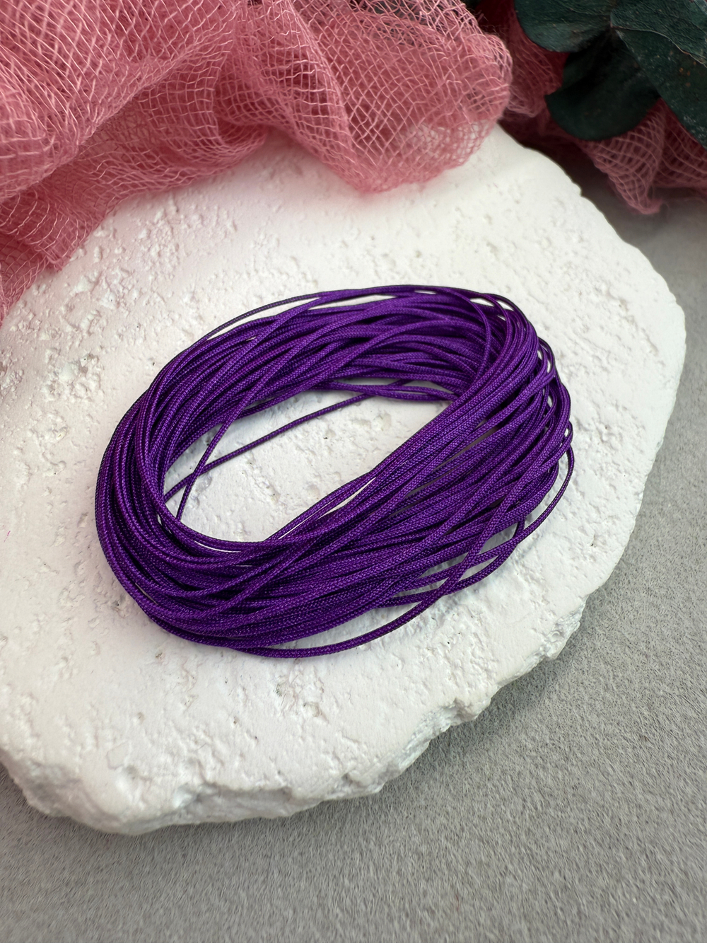 Шнур для плетения браслетов 0,6 мм, Темно-фиолетовый (5 м)