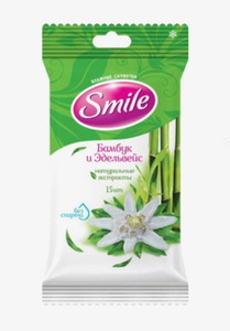 Салфетки Smile влажные с экстрактом бамбука и эдельвейса 15 шт