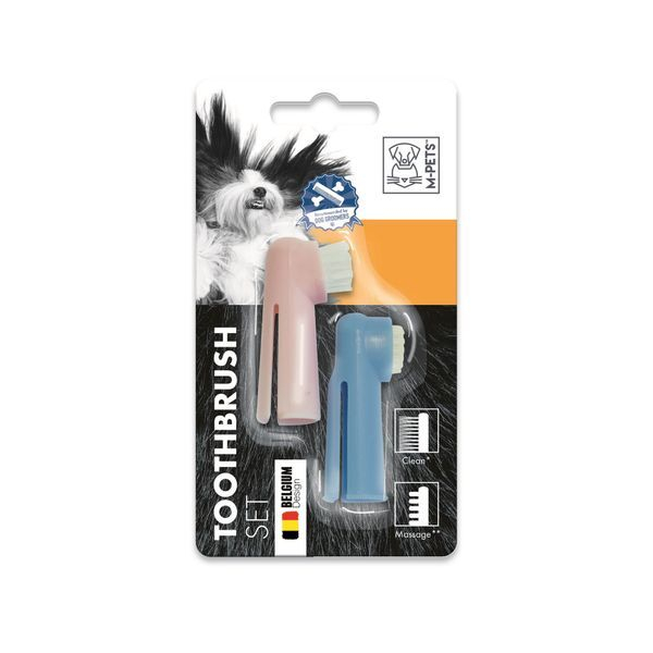 Зубная M-PETS щетка-напальчник для собак, 2 шт.