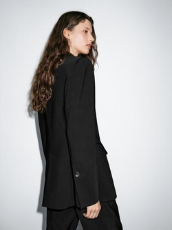 Massimo Dutti Блейзер из крепа с двумя пуговицами, черный