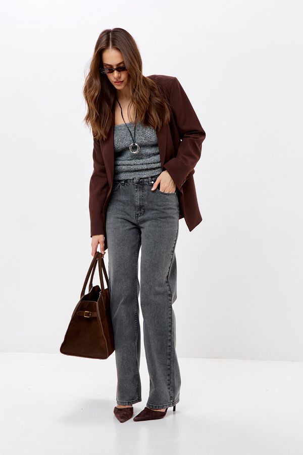 Джинсы wide leg серого цвета