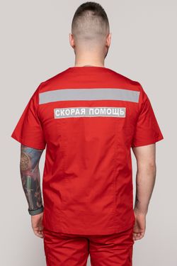 Топ летний мужской Скорая помощь MedicLine (V-обр.) цв. КРАСНЫЙ