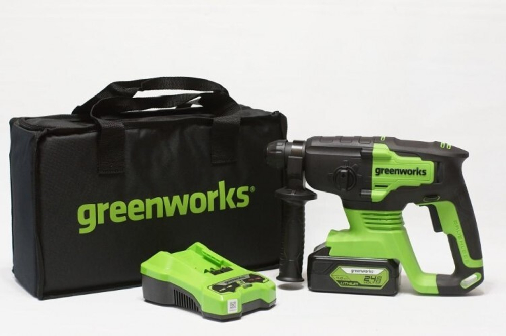 Перфоратор аккумуляторный GREENWORKS GD24SDS2K4 бесщеточный 3803007UB