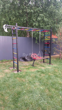 Монтаж уличной шведской стенки Sv Sport Рукоход (4 вертикальных столба)