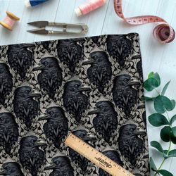 Ткань премиум атлас мрачные вороны