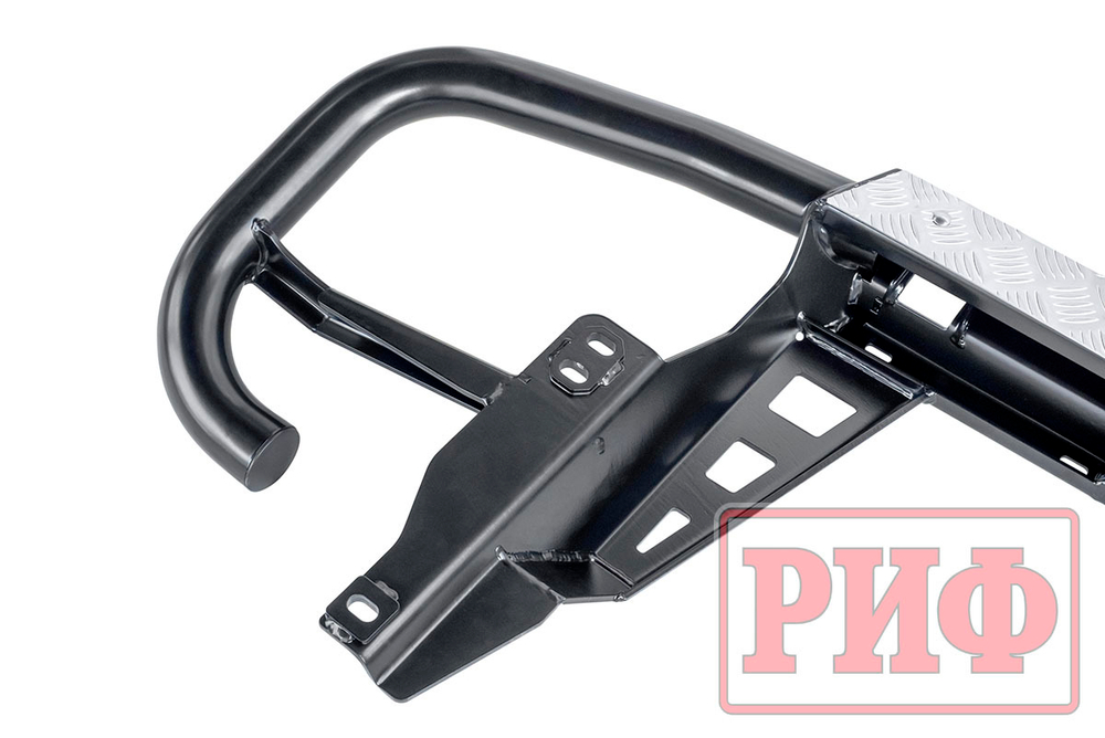 Бампер задний силовой/защита штатного бампера Toyota Land Cruiser Prado 120 c квадратом под фаркоп РИФ